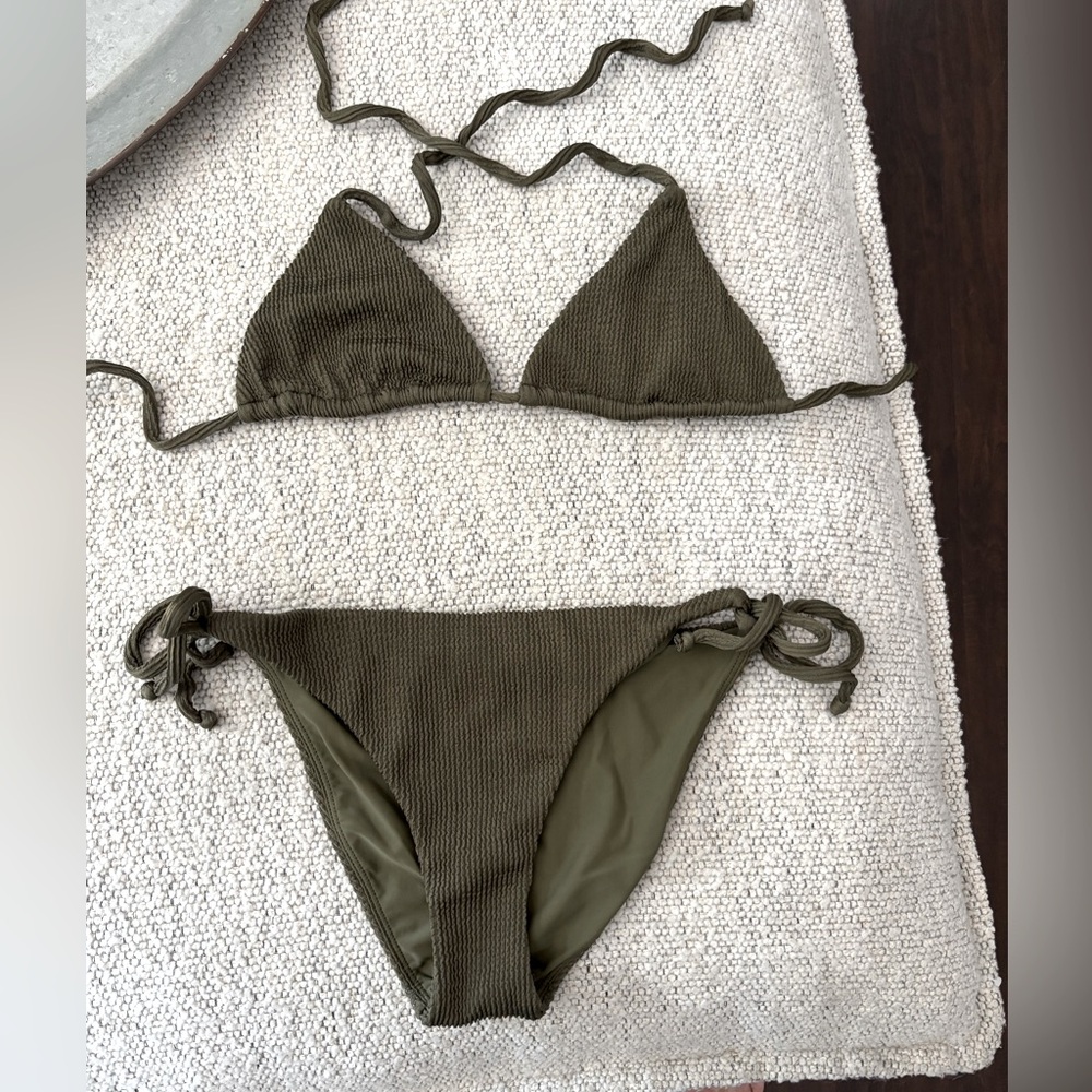 Veronica Beard Olive Green Bikini Set Classic Swimwear size medium (no tags)